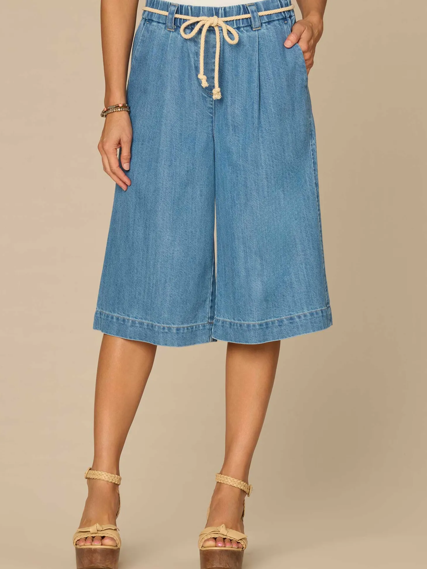 "Ab"leisure Skyrise Petite Relaxed Bermuda Shorts with Rope Tie Belt