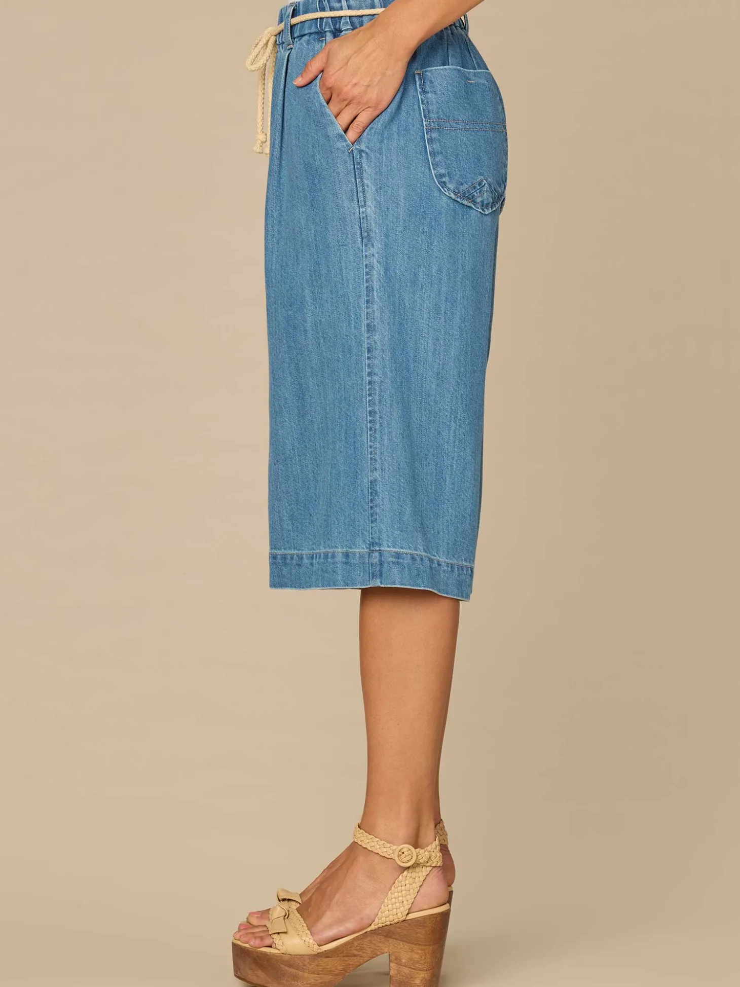 "Ab"leisure Skyrise Petite Relaxed Bermuda Shorts with Rope Tie Belt