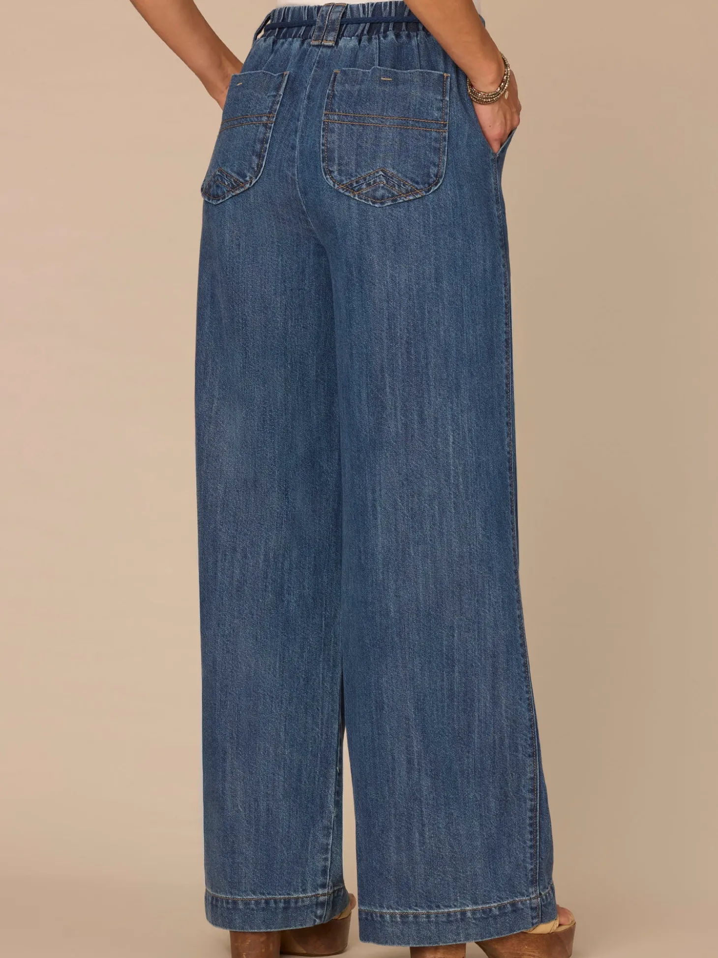 "Ab"leisure Skyrise Tie Belt Spade Pocket Pleated Petite Wide Leg Jean