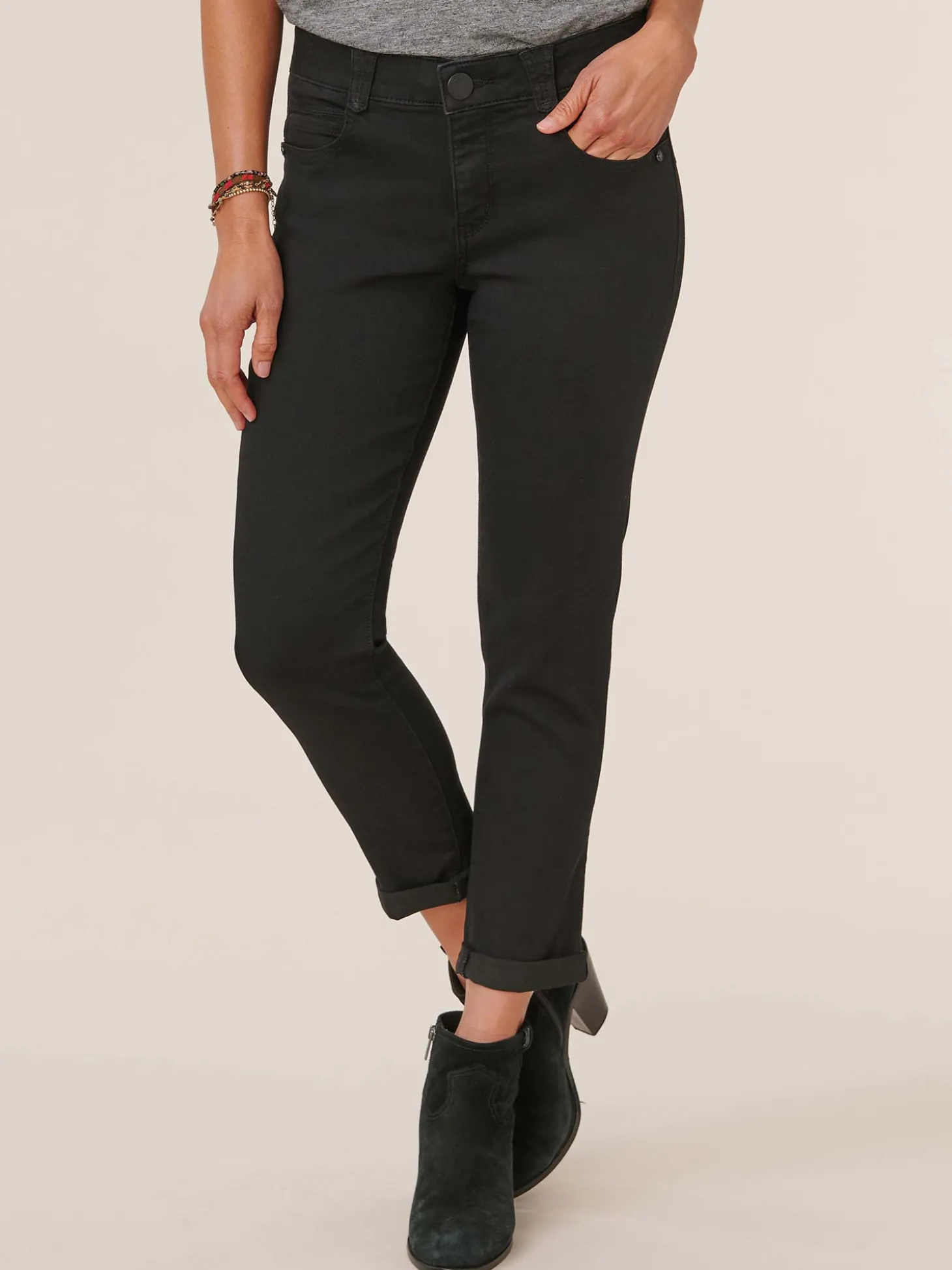 "Ab"solution® Black Denim Ankle Skimmer Jean