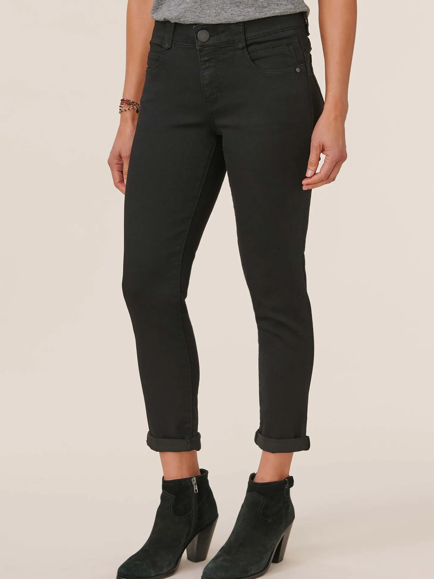 "Ab"solution® Black Denim Petite Ankle Skimmer