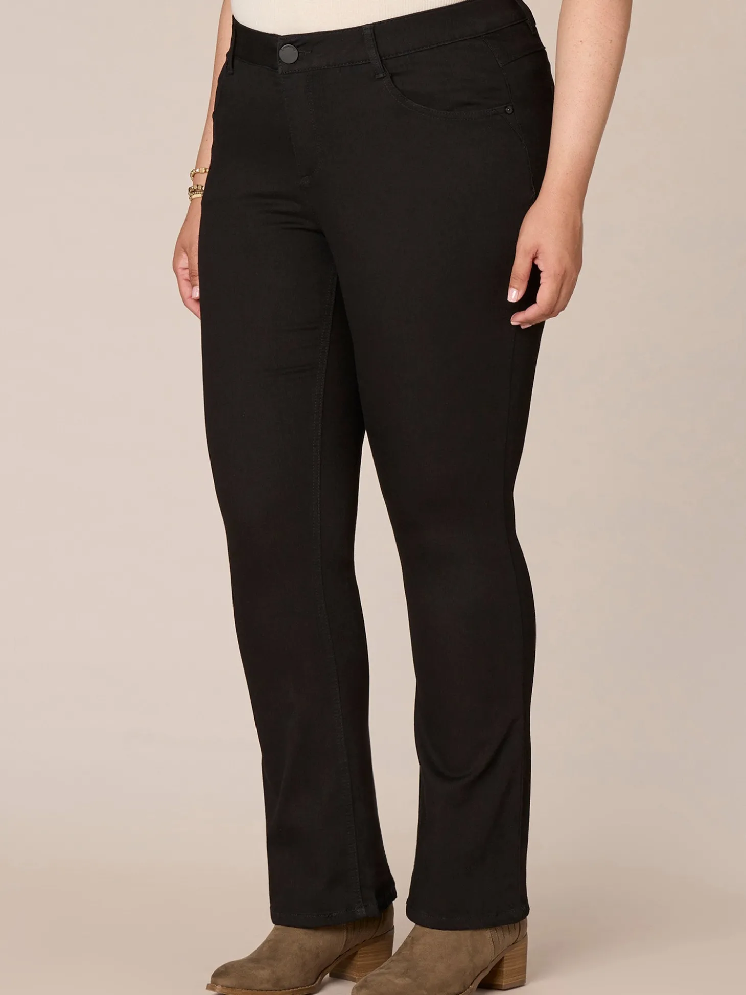 "Ab"solution® Black Denim Plus Itty Bitty Bootcut Jeans