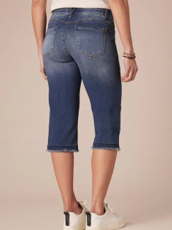 "Ab"solution® Blue Denim Fray Hem Capri Skimmer