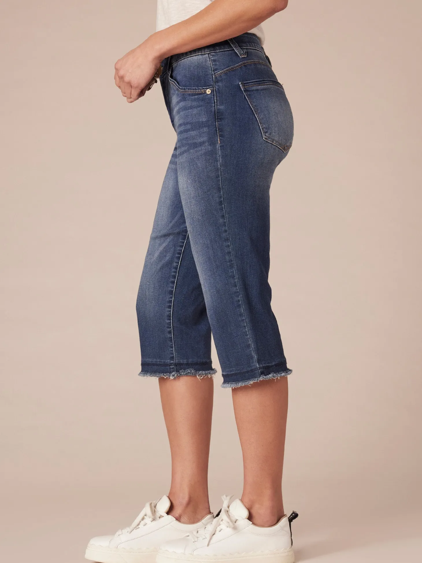 "Ab"solution® Blue Denim Petite Fray Hem Skimmer Capri