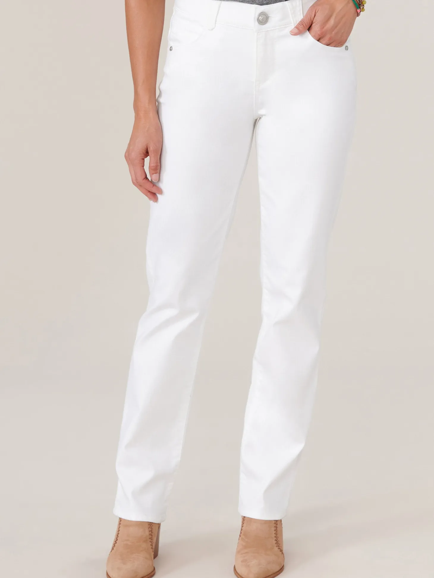 "Ab"solution® Booty Lift Straight Leg White Jeans