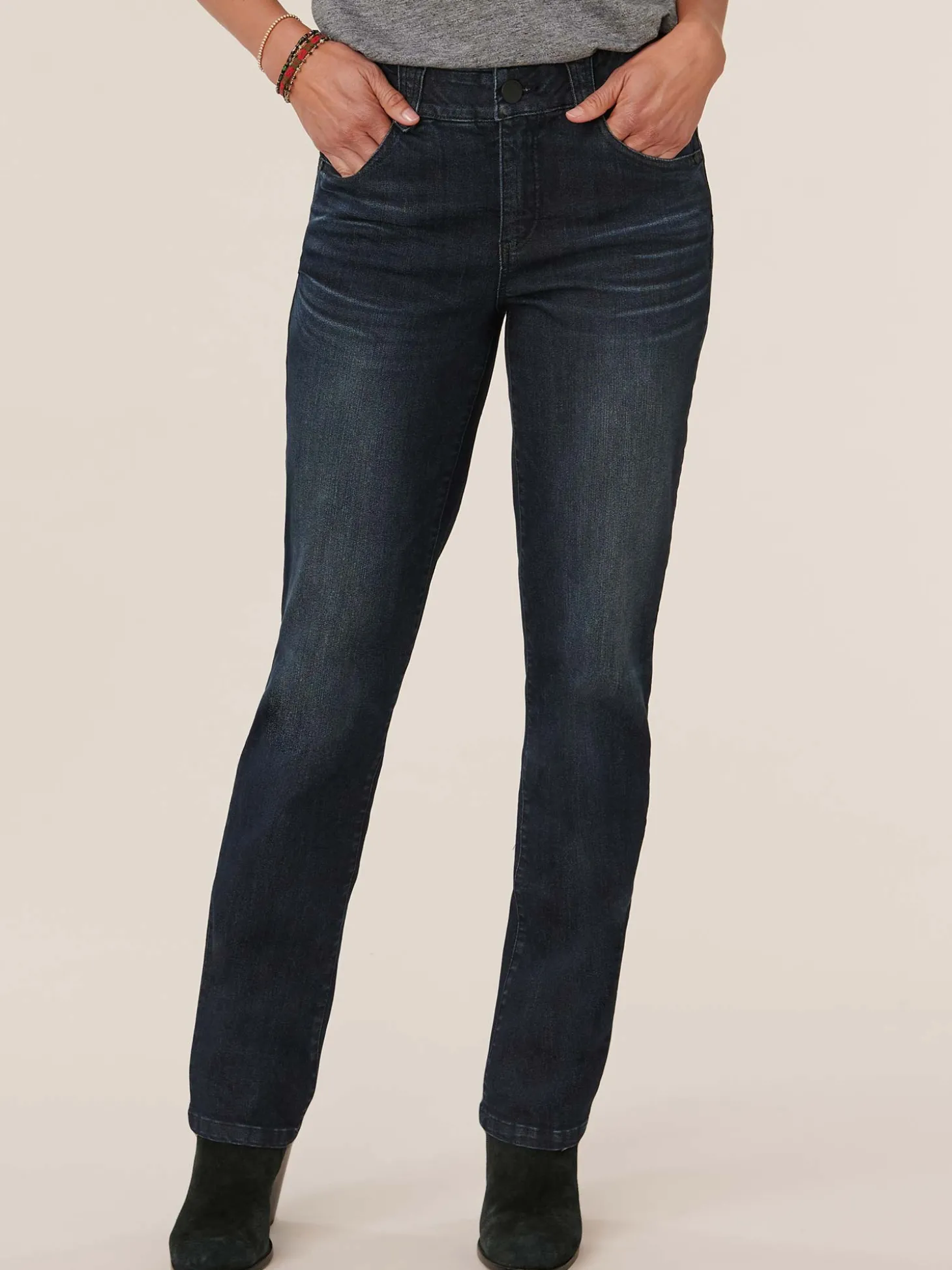 "Ab"solution® Dark Indigo Artisanal Straight Leg Jeans