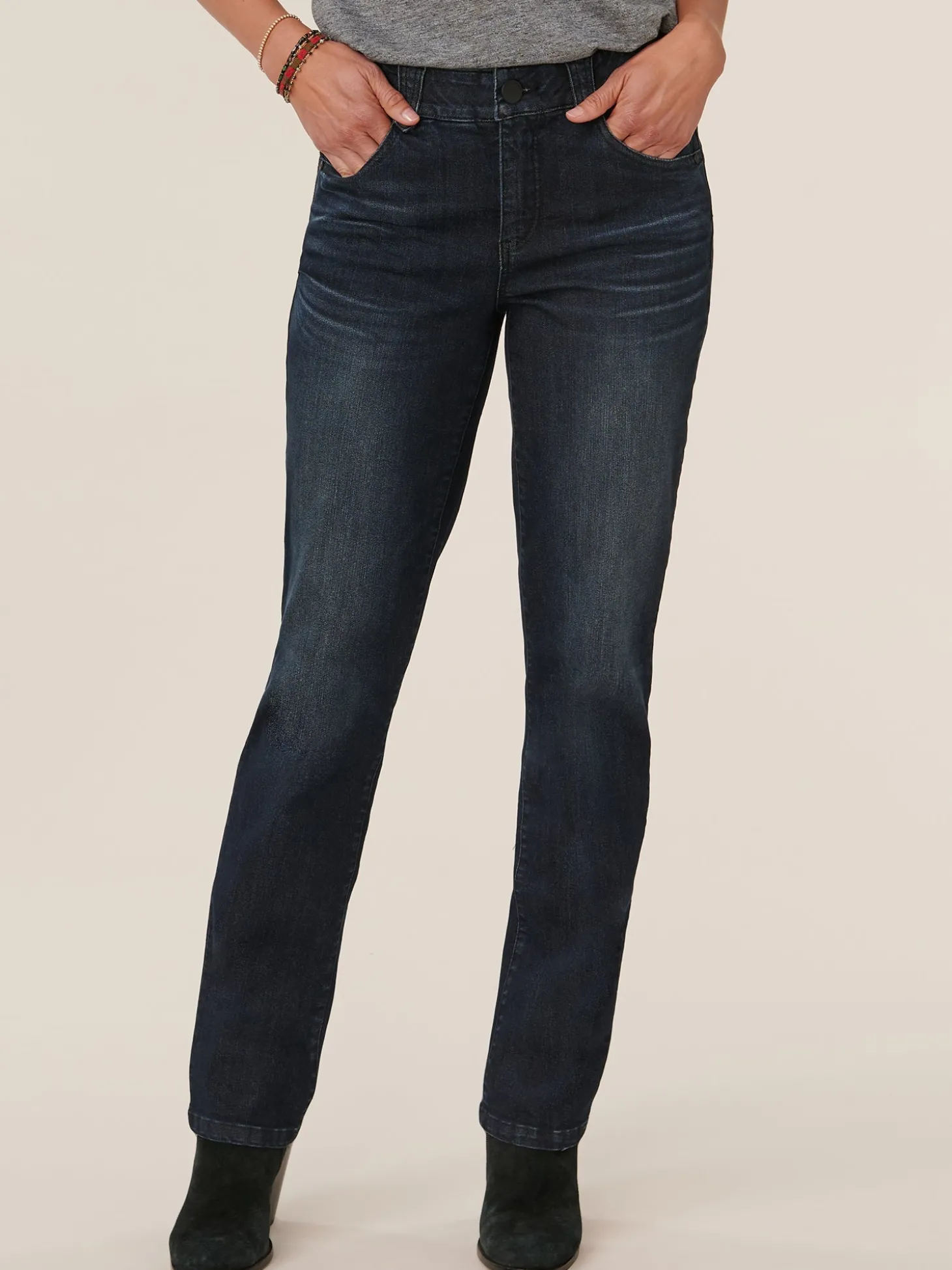 "Ab"solution® Dark Indigo Petite Straight Leg Jeans