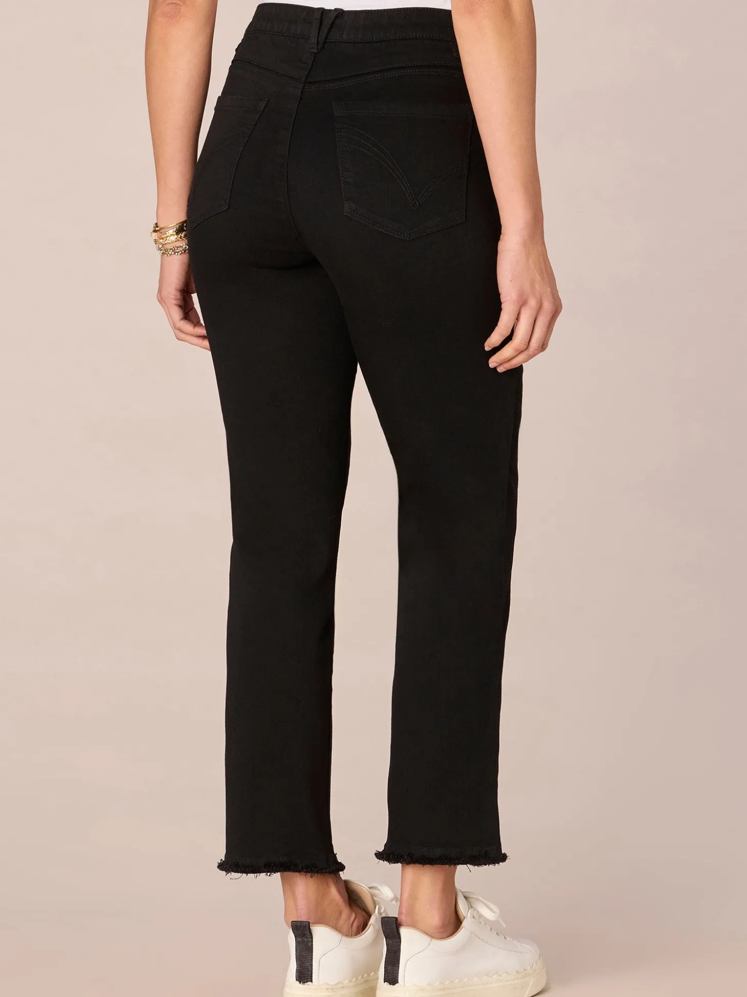"Ab"solution High Rise Cascading "D" Pocket Slim Straight Jeans