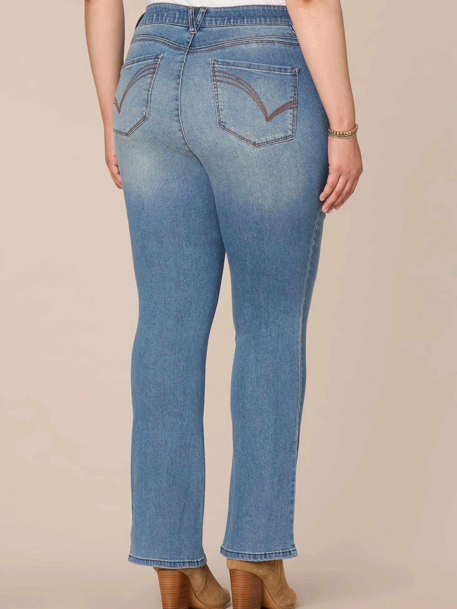 "Ab"solution High Rise Cascading D Itty Bitty Boot Plus Size Jeans