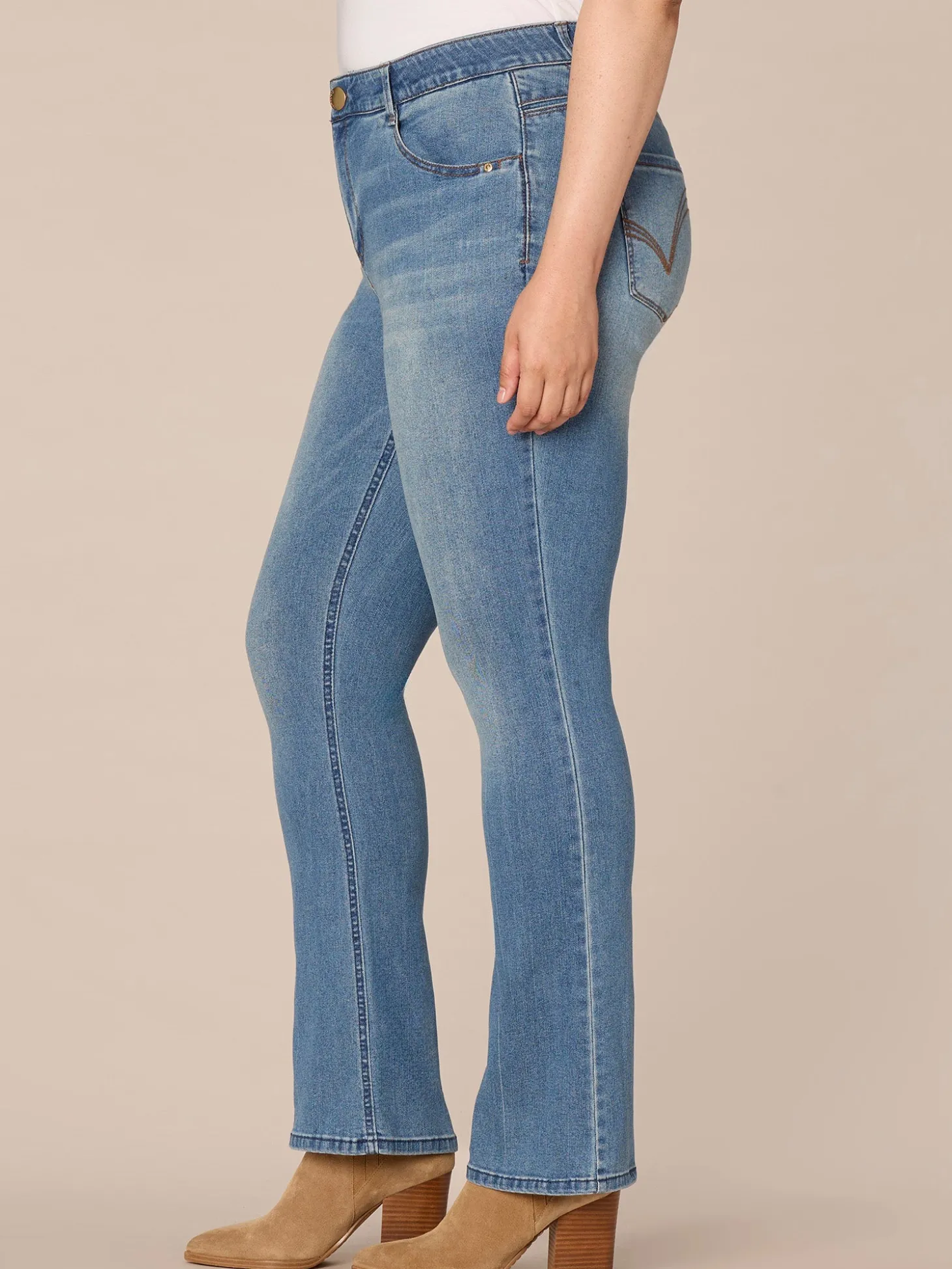 "Ab"solution High Rise Cascading D Itty Bitty Boot Plus Size Jeans