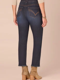 “Ab”solution® High Rise Cascading D Fray Plus Size Slim Straight Jeans