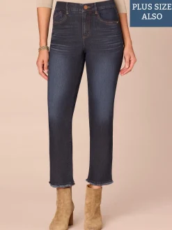 “Ab”solution® High Rise Cascading D Fray Plus Size Slim Straight Jeans