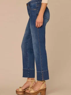 "Ab"solution® High Rise Center Seam Slit Petite Kick Flare Jeans
