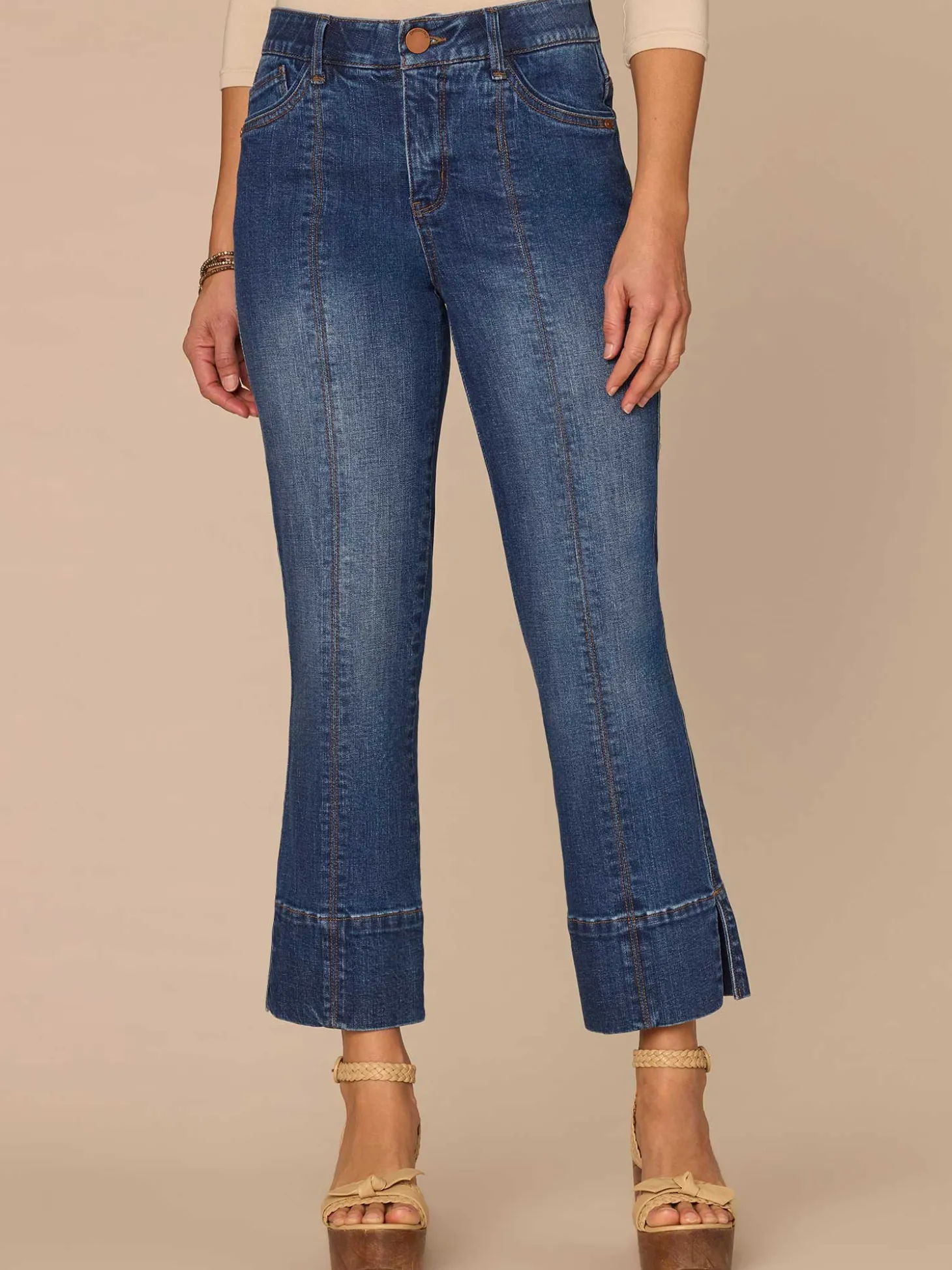 "Ab"solution® High Rise Center Seam Kick Flare Jeans with Slit Hem