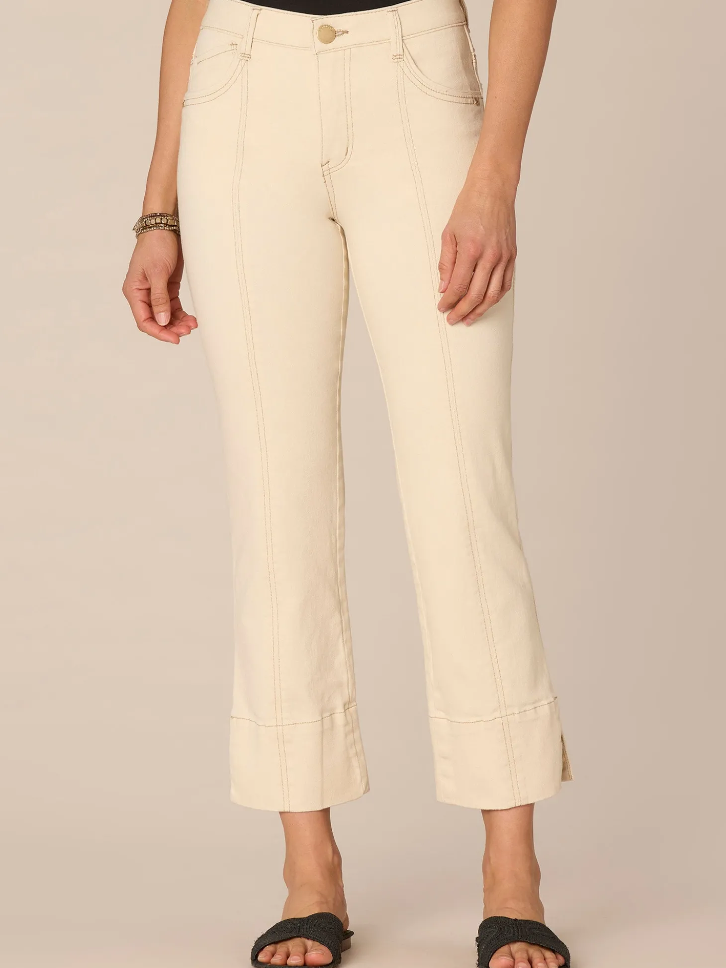 "Ab"solution® High Rise Center Seam Slit Hem Petite Kick Flare Pants