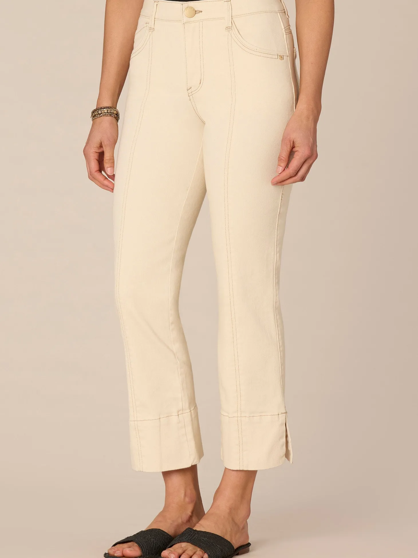 "Ab"solution® High Rise Center Seam Slit Hem Petite Kick Flare Pants