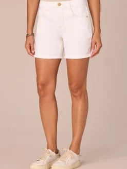 "Ab"solution High Rise Clean Finish Fray Hem Shorts with Cascading D