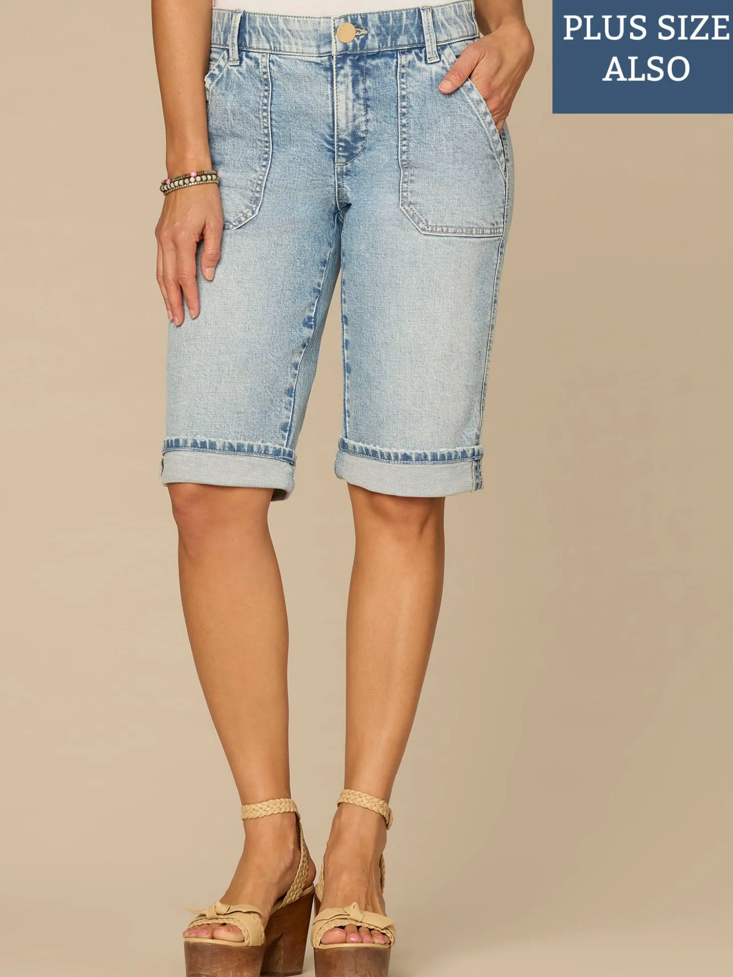 “Ab”solution® High Rise Coin Pocket Plus Size Bermuda Shorts