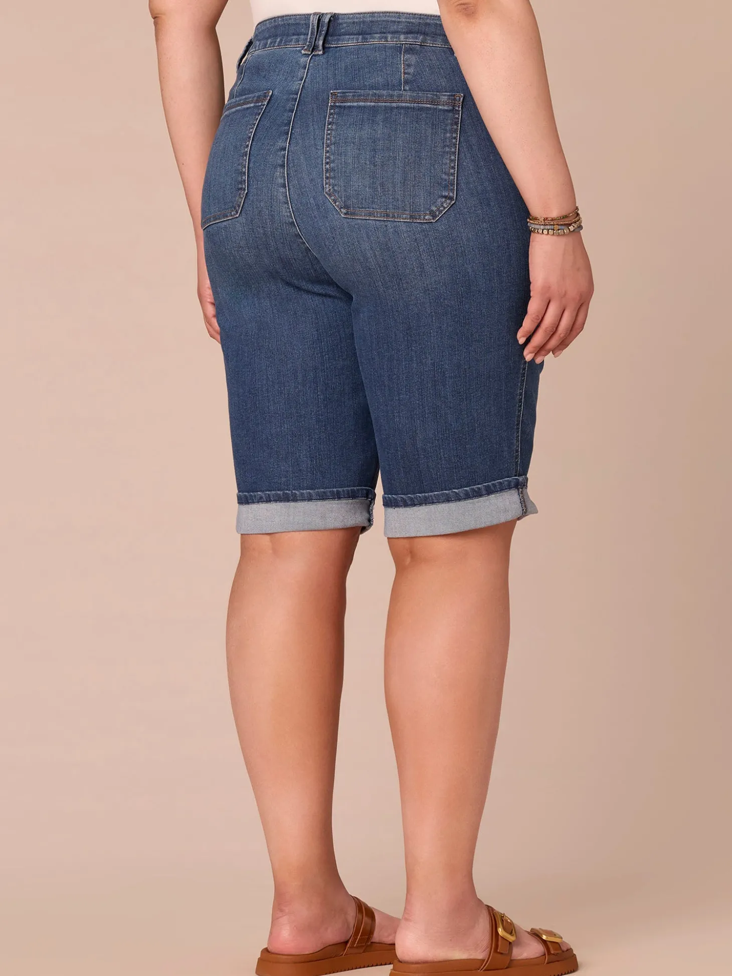 “Ab”solution® High Rise Coin Pocket Cuffed Plus Size Bermuda Shorts