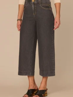 "Ab"solution® High Rise Cropped Petite Wide Leg Jeans in Grey