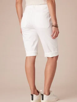 "Ab"solution High Rise Cuffed Denim Bermuda Short with Coin Pockets