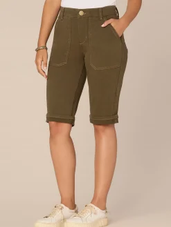 "Ab"solution High Rise Cuffed Hem Bermuda Shorts with Coin Pockets