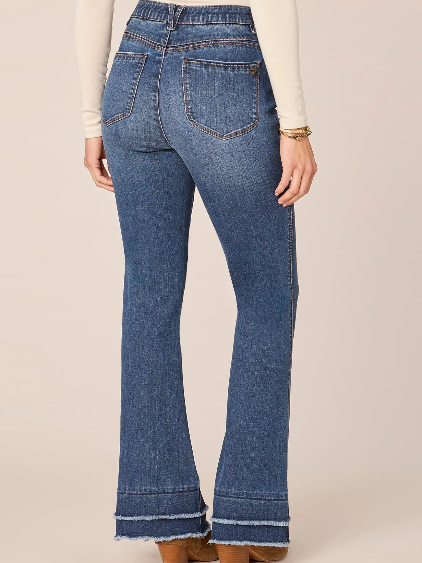 "Ab"solution High Rise Double Layer Hem Itty Bitty More Boot Jeans