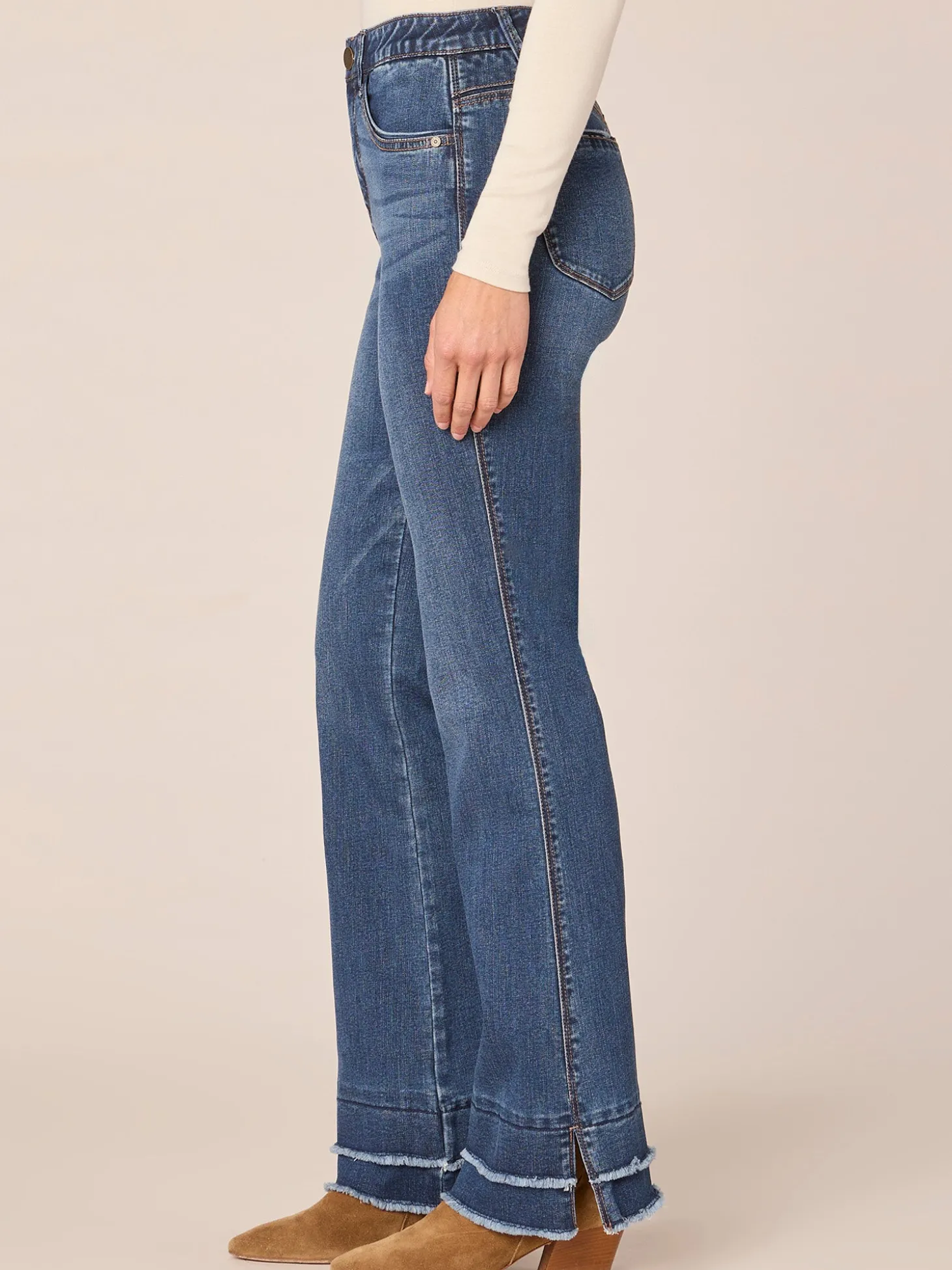 "Ab"solution High Rise Double Layer Hem Itty Bitty More Boot Jeans