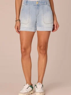 "Ab"solution High Rise Fray Cuff Shorts with Dart Seams