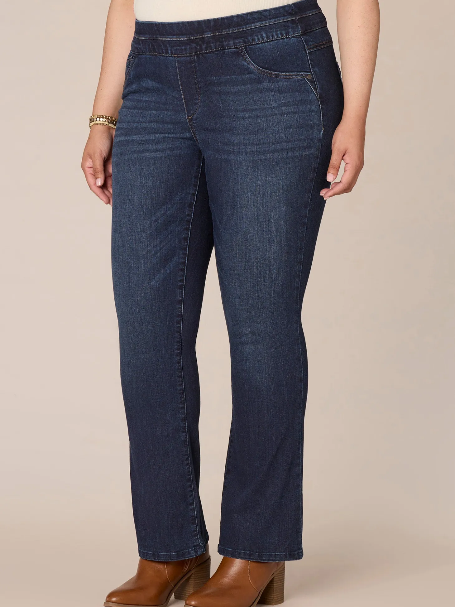 "Ab"solution High Rise Itty Bitty Boot Glider Plus Size Jeans
