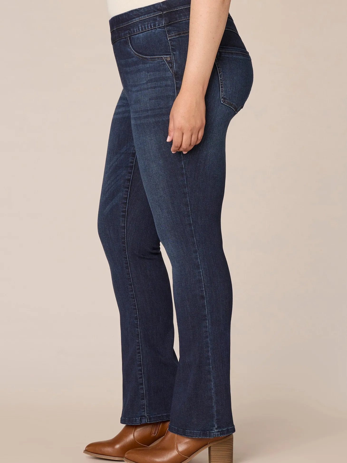 "Ab"solution High Rise Itty Bitty Boot Glider Plus Size Jeans