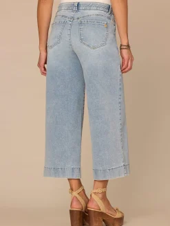 "Ab"solution® High Rise Light Blue Cropped Petite Wide Leg Jeans
