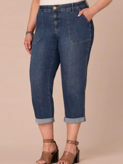 "Ab"solution® High Rise Patch Pocket Roll Cuff Plus Size Utility Jeans
