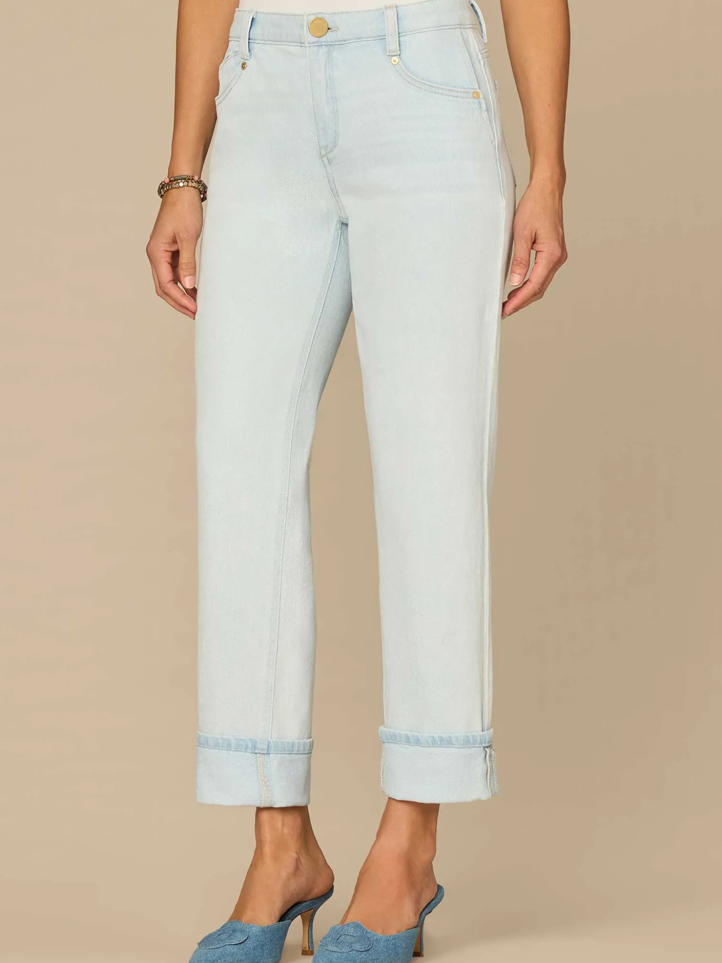 “Ab”solution® High Rise Petite Boyfriend Jeans with Side Entry Pocket