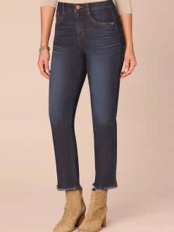 “Ab”solution® High Rise Petite Slim Straight Jeans with Cascading D