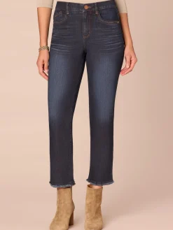 “Ab”solution® High Rise Petite Slim Straight Jeans with Cascading D