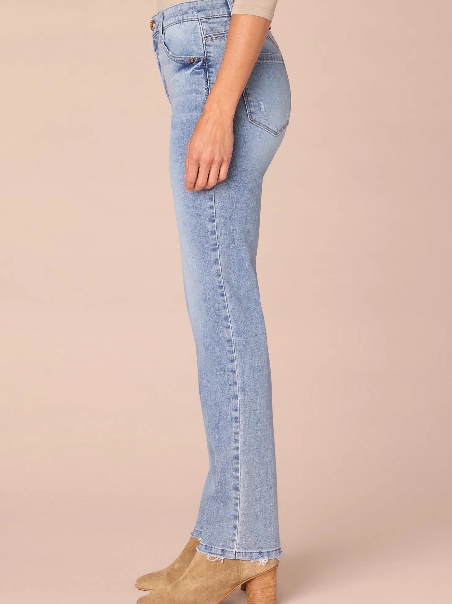 "Ab"solution® High Rise Petite Vintage Wash Straight Leg Jeans