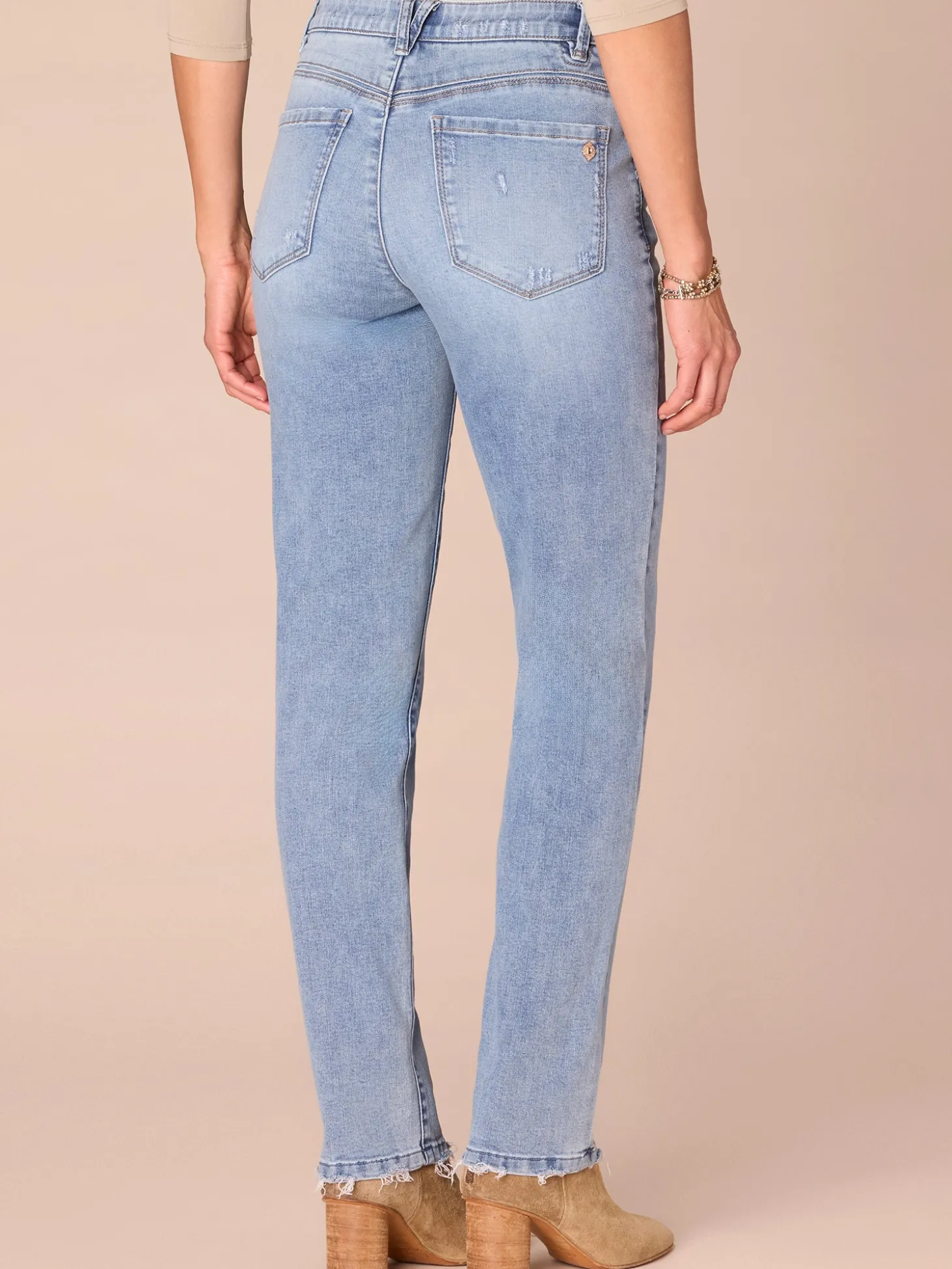 "Ab"solution® High Rise Petite Vintage Wash Straight Leg Jeans