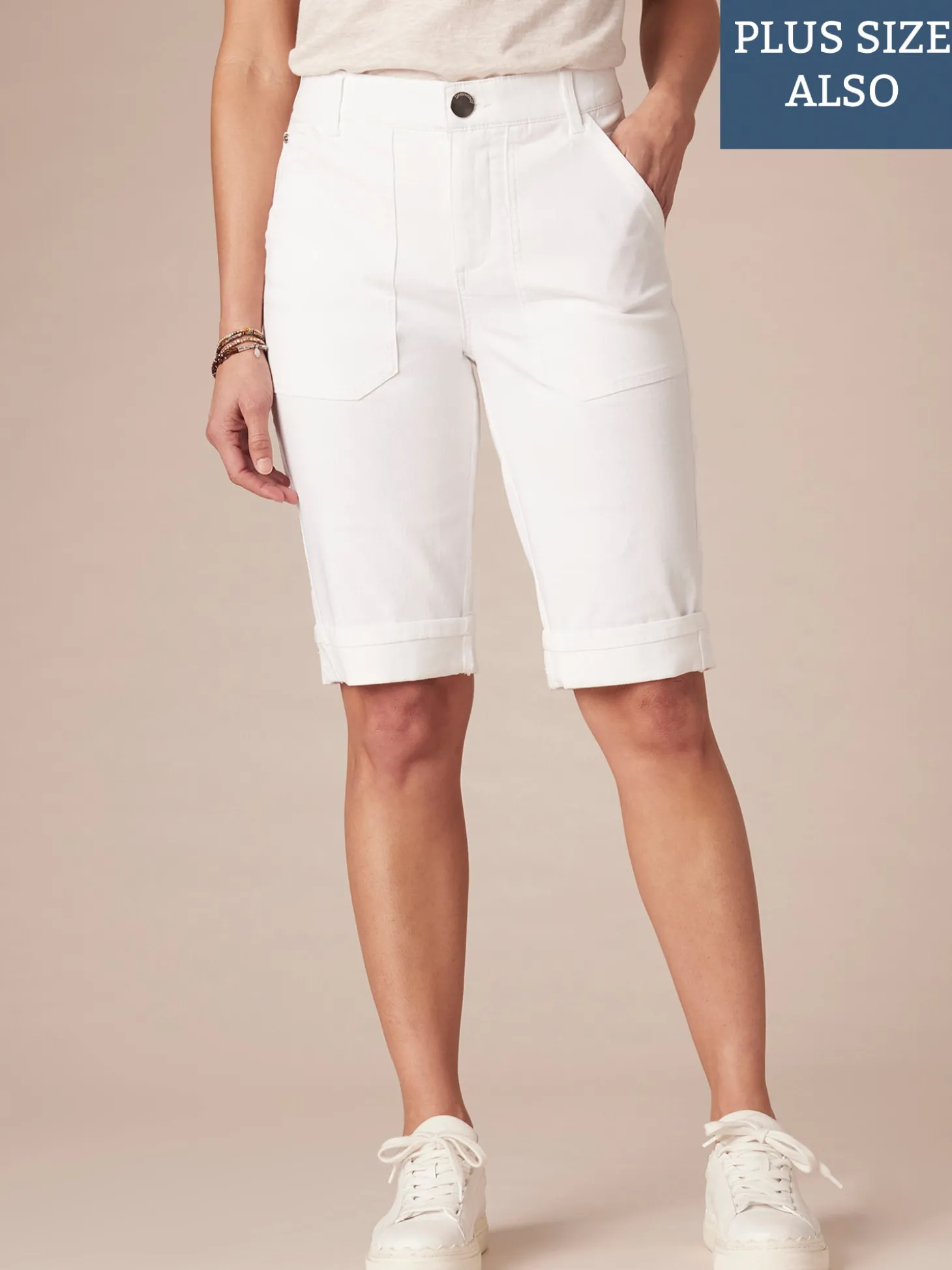 “Ab”solution® High Rise Plus Size Bermuda Shorts with Coin Pocket