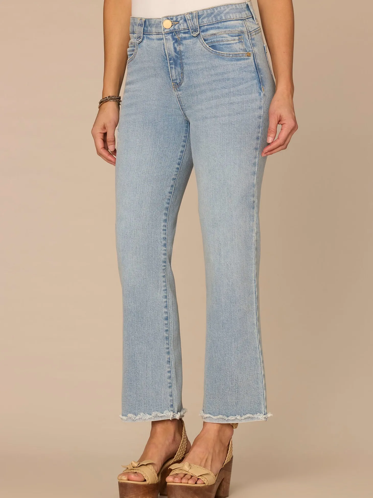 "Ab"solution® High Rise Reverse Fray Scallop Hem Itty Bitty Flare Jean