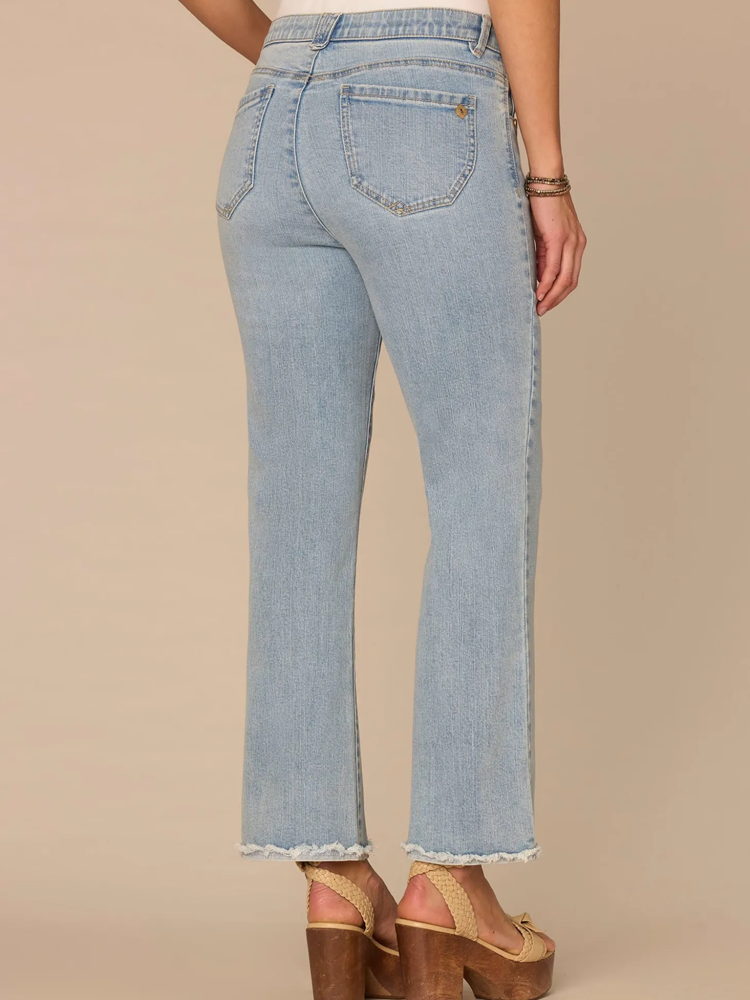 "Ab"solution® High Rise Reverse Fray Scallop Hem Itty Bitty Flare Jean