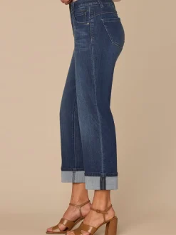 "Ab"solution® High Rise Round Up Yoke Boyfriend Jean with Cropped Cuff
