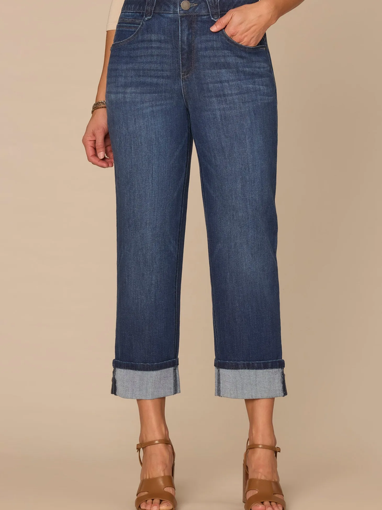 "Ab"solution® High Rise Round Up Yoke Boyfriend Jean with Cropped Cuff