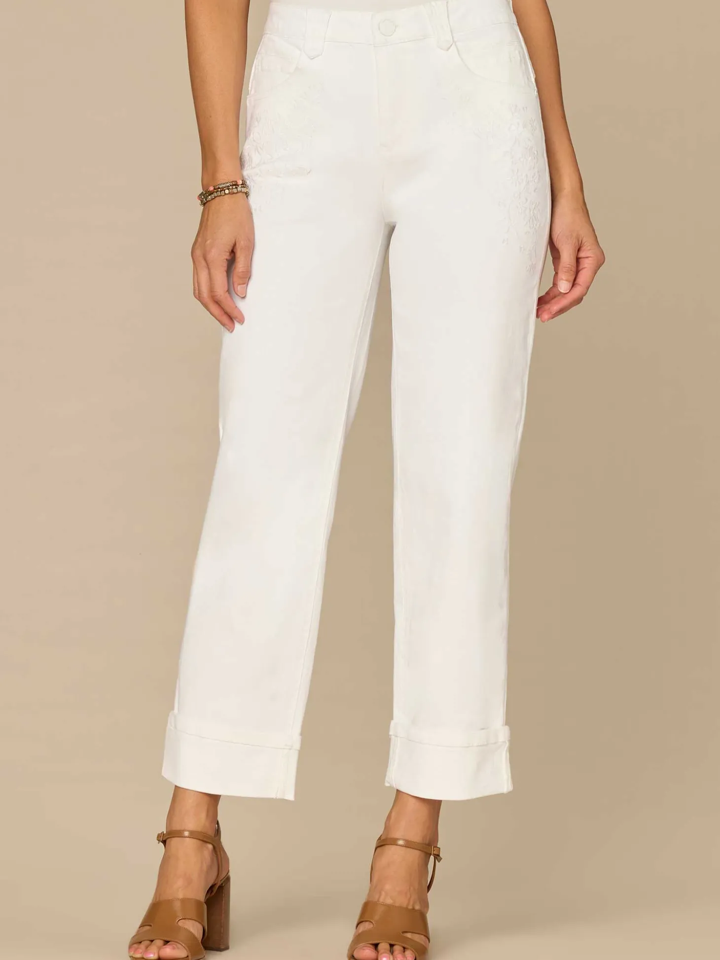 "Ab"solution® High Rise Round Up Embroidered Pocket Boyfriend Jean