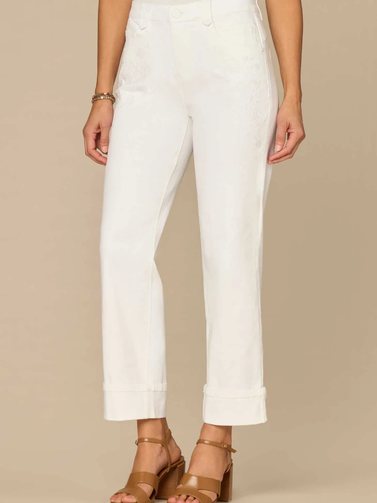 "Ab"solution® High Rise Round Up Embroidered Pocket Boyfriend Jean