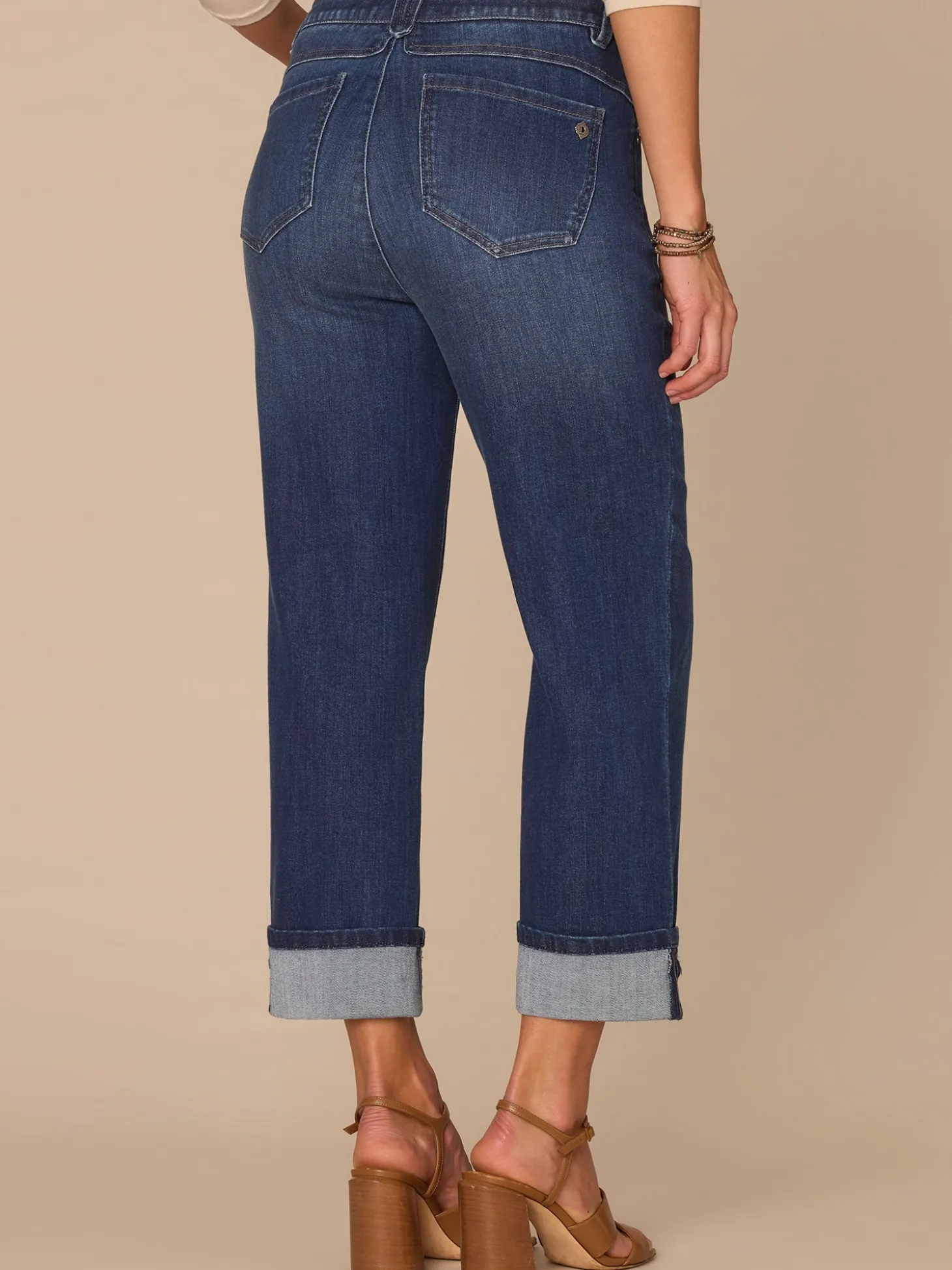 "Ab"solution® High Rise Round Up Petite Boyfriend Jeans with Crop Cuff