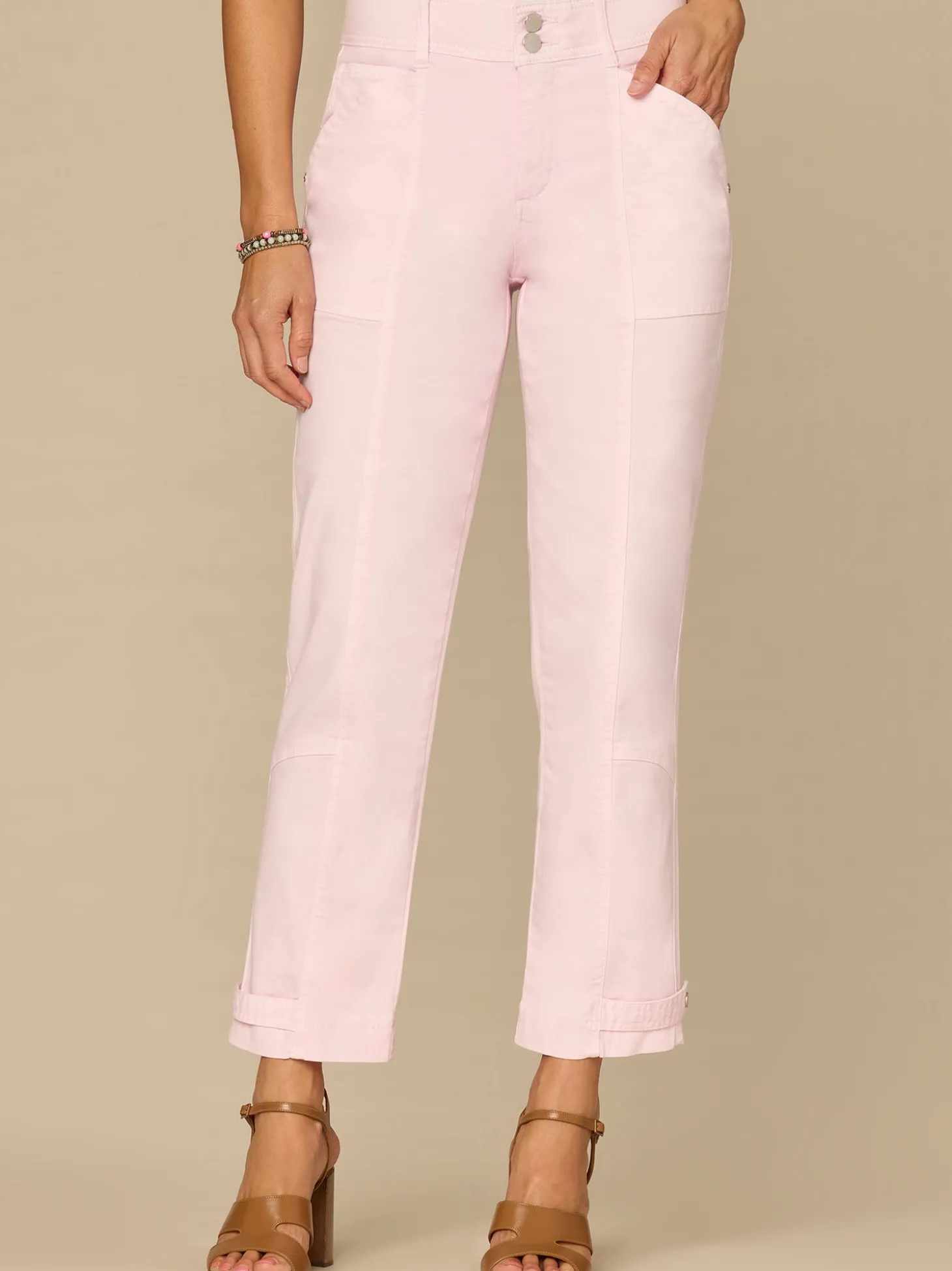 "Ab"solution High Rise Snap Hem Petite Utility Pant