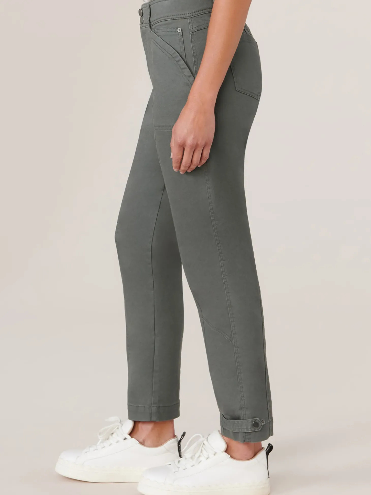 "Ab"solution High Rise Snap Hem Petite Utility Pant