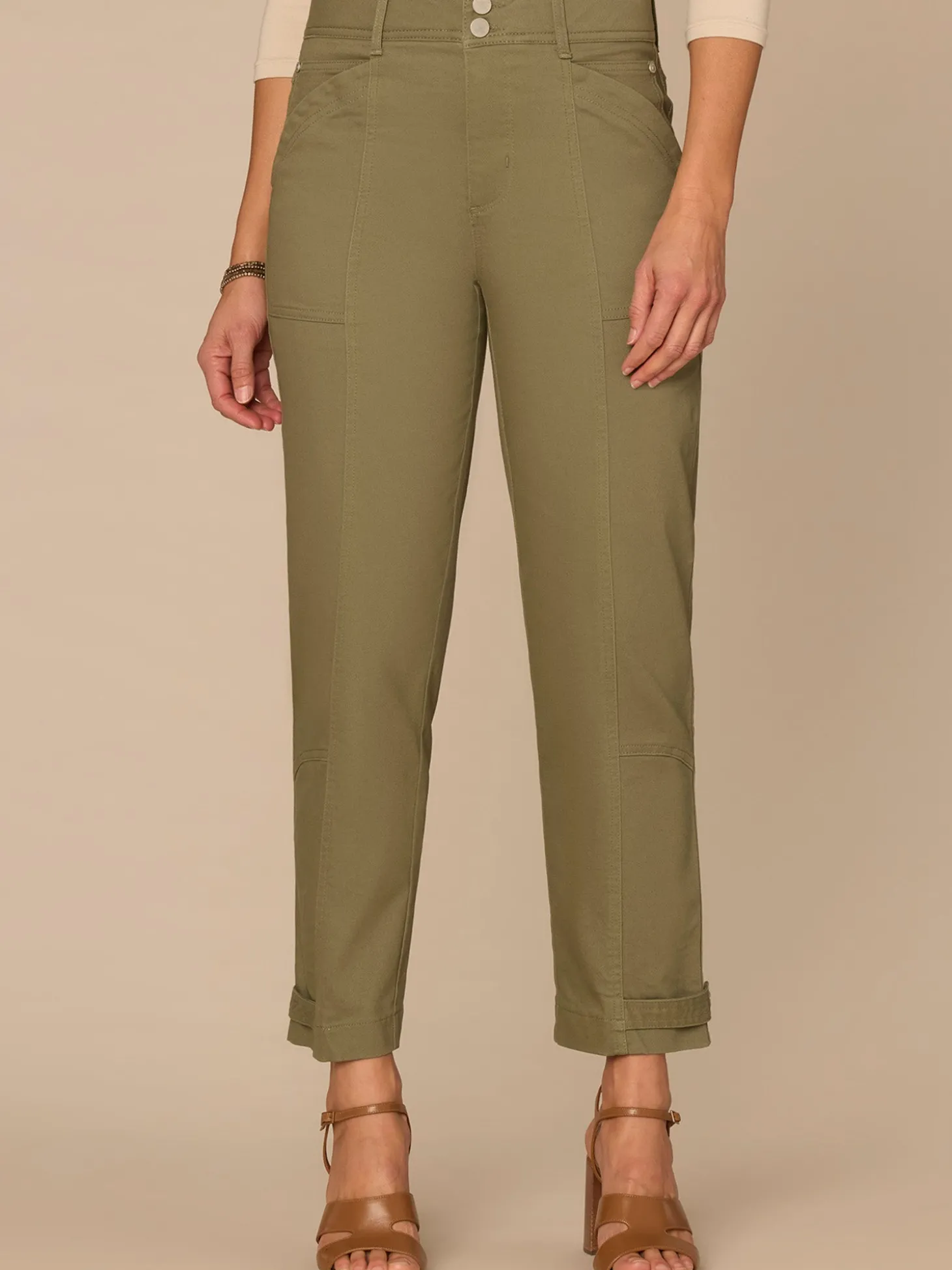 "Ab"solution High Rise Snap Hem Petite Utility Pant