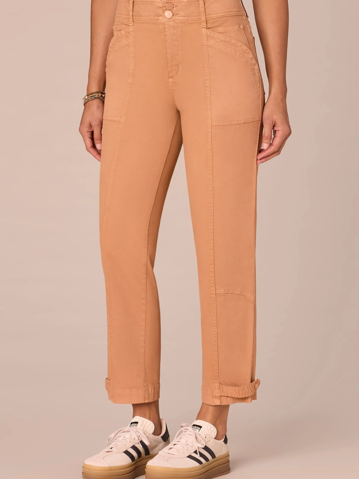 "Ab"solution High Rise Snap Hem Petite Utility Pant